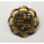 Early 20th century guilloche enamel brooch by Richard Hemsley, Montreal, Canada 1909, circular