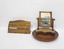 Small wooden toilet mirror, a wooden lazy Susan and a wooden letter rack (3)