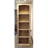 20th century bleached pine style open bookcase on plinth base, 58cm wide