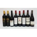 Eight bottles of mixed red wine to include Chateau Belle Vue Claribes 2012 Bordeaux Superieur and