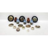 Quantity of 19th century earthenware Pratt pot lids and similar vases and lidded trinket pots, etc