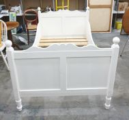 Antique and possibly continental white painted wooden bed frame