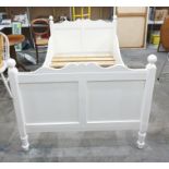 Antique and possibly continental white painted wooden bed frame