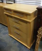 20th century beech-finish chest of two short over four long drawers, 79cm x 99cm