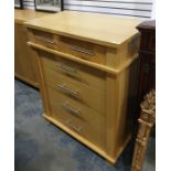 20th century beech-finish chest of two short over four long drawers, 79cm x 99cm