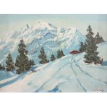 M Strasky (20th Century) Oil on canvas  Alpine scene, signed lower right, 50cm x 65cm