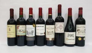 Eight bottles of mixed red wine to include Saint-Felix de Castlemaure 2016 Corvair and Chateau Frank