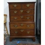 Georgian mahogany chest on chest with moulded cornice above two short and two long drawers, on a