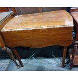 Mahogany Pembroke table with serpentine sides, single end drawer on channelled straight supports,