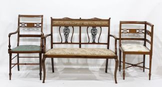 Edwardian matched set of lounge furniture to include two corner chairs, three armchairs and a two-