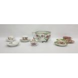 Coronaware chamber pot, floral decorated, Hilditch-style late Georgian china teacup and saucer,