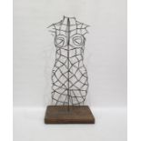 Modern sculpture of free form female torso on a stand, 90cm high (possibly made out of antique floor