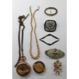 Rolled gold pocket watch and a small quantity of sundry costume jewellery