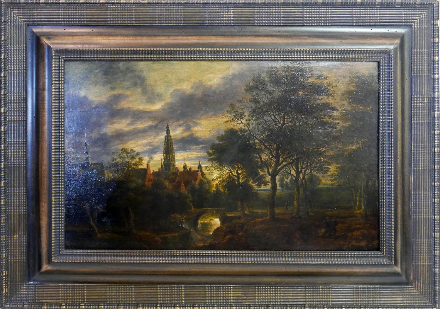 School of Lucas van Uden, a landscape scene, oil on board, H.37cm W.59cm - Image 2 of 3