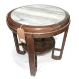 A 19th century Chinese hardwood jardiniere stand, with inset marble top signed to verso with