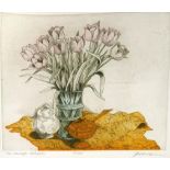 A coloured lithograph 'The Orange Carpet', still life study, numbered 31/125, signed in pencil to