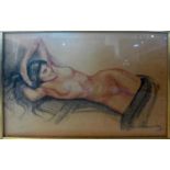 A 20th century pastel study of a reclining nude, signed David Rawsley, 50 x 74cm