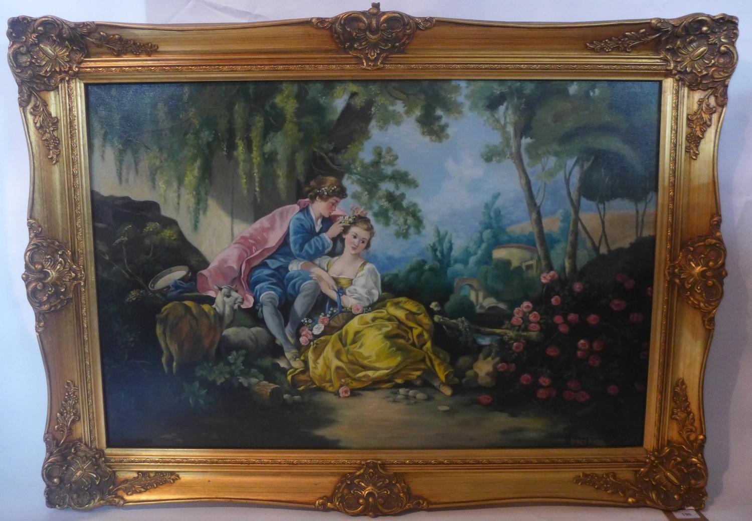 Patricia Bunyan, 20th century oil on canvas, Classical Romantic scene, signed and dated 1982, 60 x - Image 2 of 2