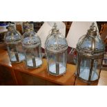Four Regency style gilt metal storm lanterns, H.48cm
