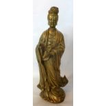 An early 20th century Chinese gilt bronze statue of Guan Yin, H.47cm