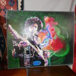 A contemporary oil on canvas of Jimmy Hendrix, signed 'D.T.PIPER.ONAQW' lower right, 100 x 122cm