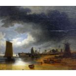 John Crome the Elder, (British 1768-1821) 'Maritime Harbour Study', oil on panel, H.15.5cm W.18.5cm