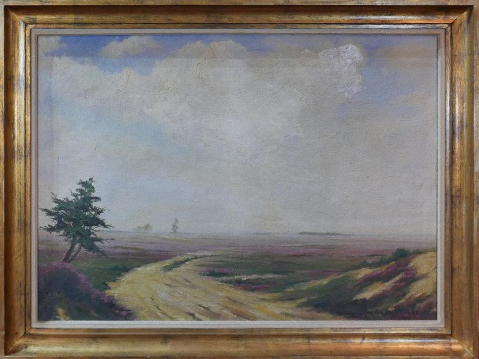 Willem Jan van den Berghe (Dutch, 1823-1901), Landscape study, oil on canvas, in gilt frame, 64 x