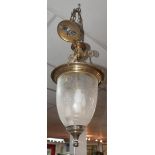 A brass and glass ceiling lantern
