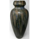 An early 20th century French drip glazed Charles Greber Beauvais stoneware vase. H.48cm