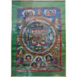 An early 19th century Tibetan linen tankha, 59 x 44cm