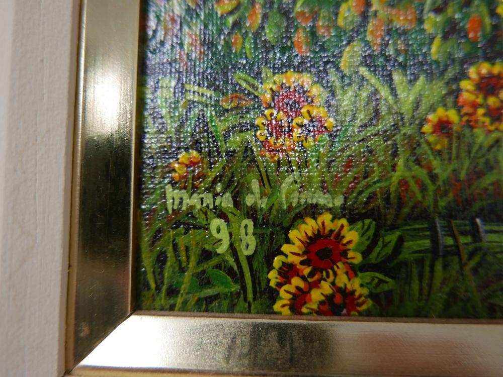 Maria do Carmo Castro (Brazilian) a framed acrylic on canvas entitled, 'Girassol' (sunflower) - Image 3 of 4