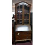 An Edwardian mahogany bureau bookcase, H.224 W.84 D.46cm