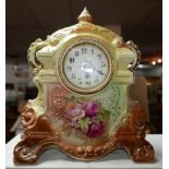 A Victorian ceramic mantel clock, H.37cm