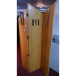 An Art Deco style satinwood folding room screen, shaped and pierced, H.200cm