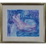 Barbara Wood (20th century British), reclining figural scene, lithograph, signed and numbered in