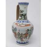 A 20th century Chinese vase, decorated with soldiers in a garden scene, bears six character marks to