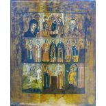 A Russian icon, depicting various scenes including the Mother of God of Kazan, St Nicholas of