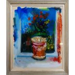 Contemporary still life study, oil on glass