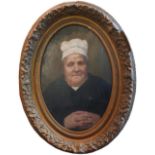 19th century Continental School, a portrait of a lady, oil on canvas, within oval giltwood frame,