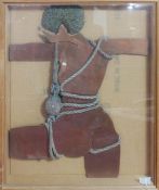 A framed mixed media study of a figural form, H.75 W.60cm