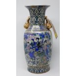 A Chinese vase of bulbous tapering form decorated with figures, H.41cm