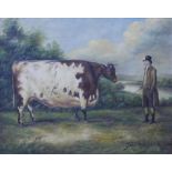John Boultbee (British,1753-1812), study of a cow, oil on panel, signed lower right, H.19cm W.23cm