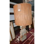 A Bernard Rooke, 1960's, large ceramic lamp of textured, brutalist form in grey and brown with shade