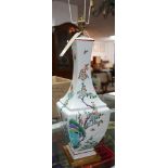 A Chinese style table lamp with bird and flower decoration H.60cm