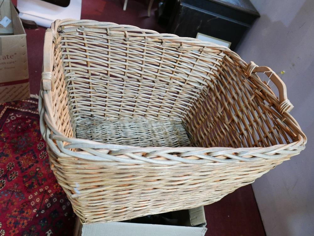 A large 20th century wicker basket, H.50 W.76 D.61cm