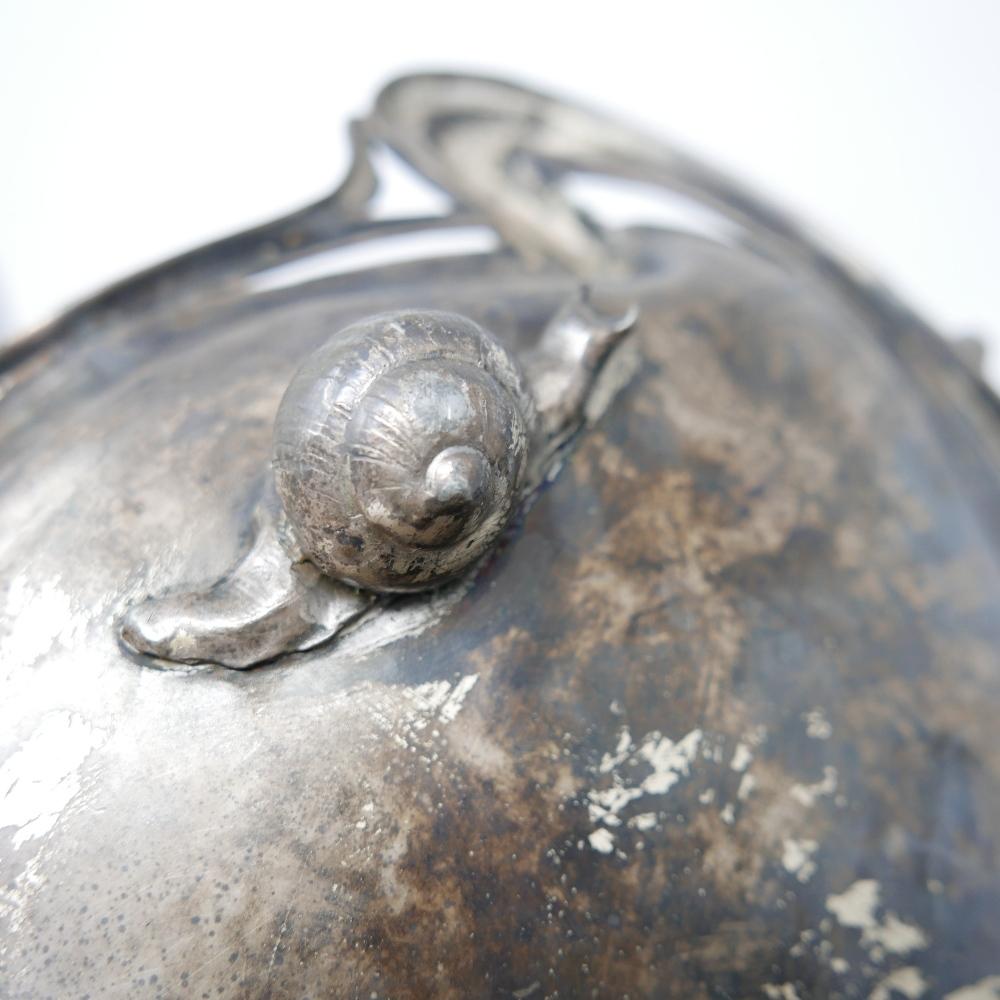 A 19th century silver plated inkstand/dish with mother and child rowing a boat finial having - Image 4 of 4