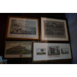 A collection of 4 framed antique prints and engravings to include a view of Brighton Pier 1838,