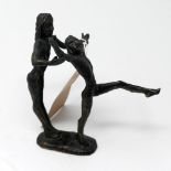 A bronze figure group of two dancers, H.19cm
