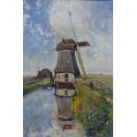 20th century Continental school, Study of a Windmill, oil on canvas, signed Gabriel to lower left,