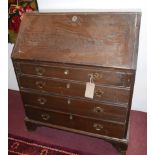 A Georgian oak bureau, H.108 W.90 D.52cm